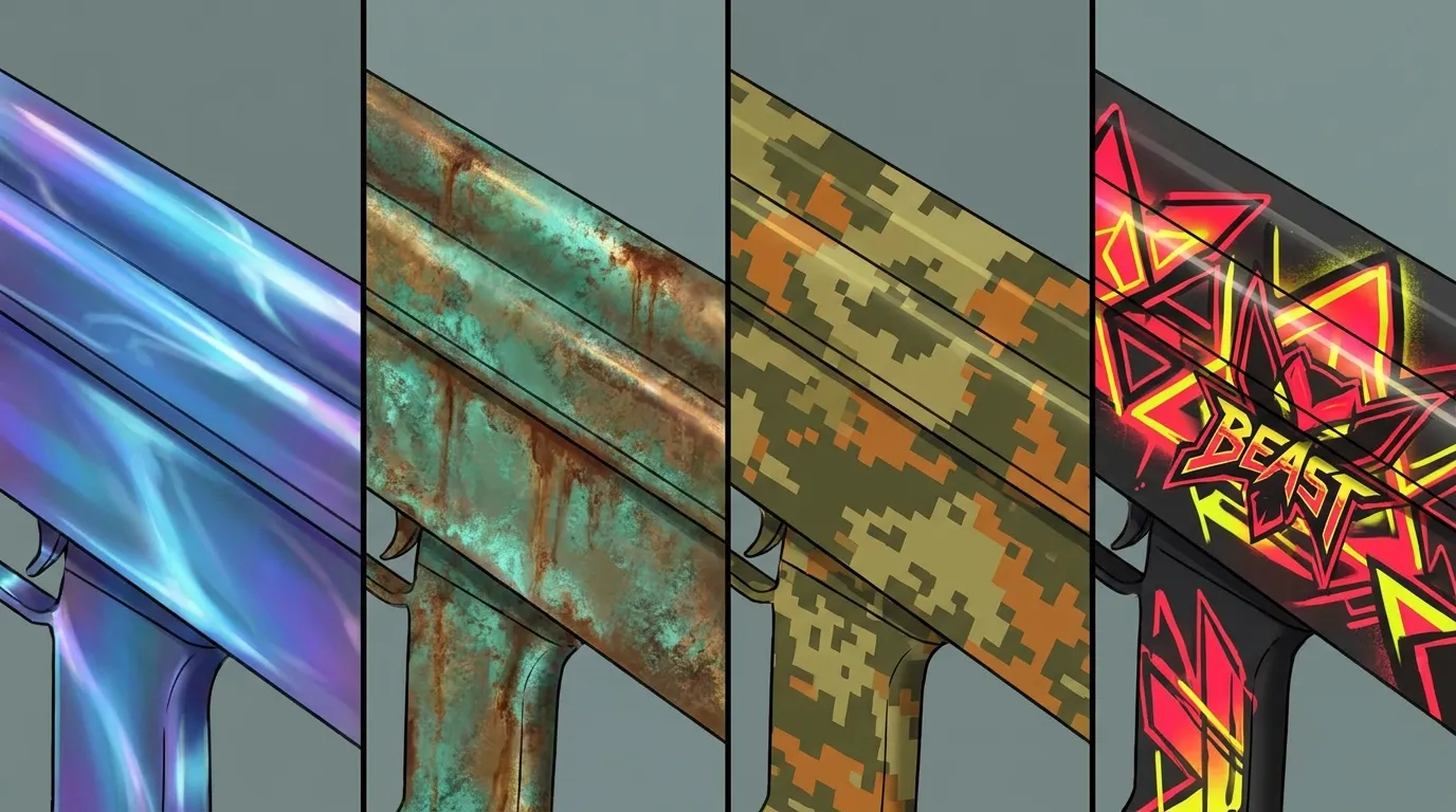 CS2 weapon finish style comparison artwork