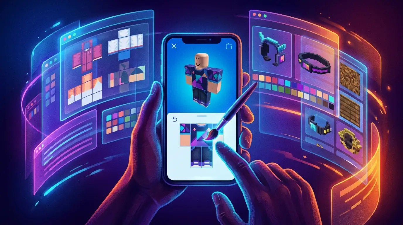 Mobile Roblox clothing design workflow
