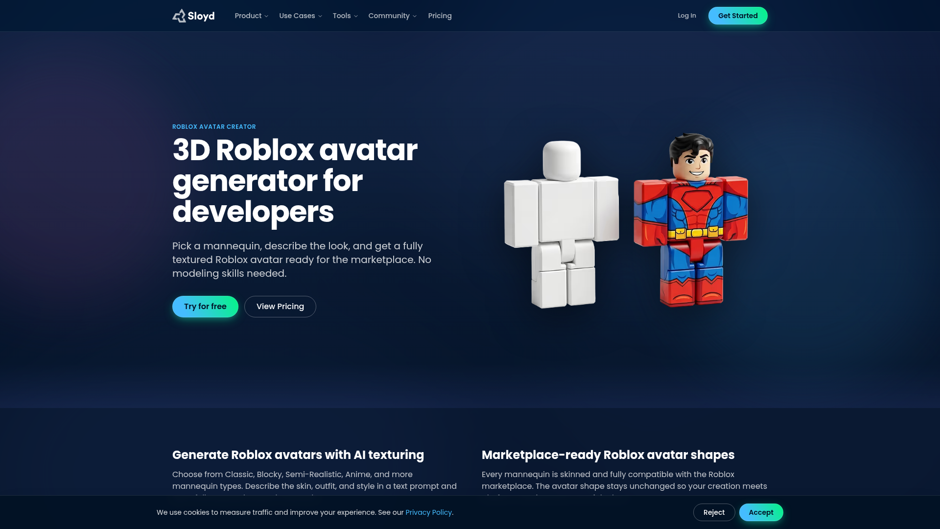 4. Sloyd AI Avatar Creator Homepage