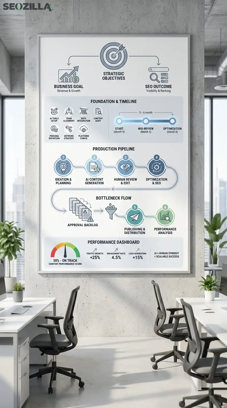 AI content strategy workflow infographic