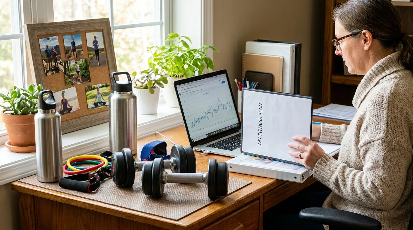 Desk worker planning a weekly strength routine