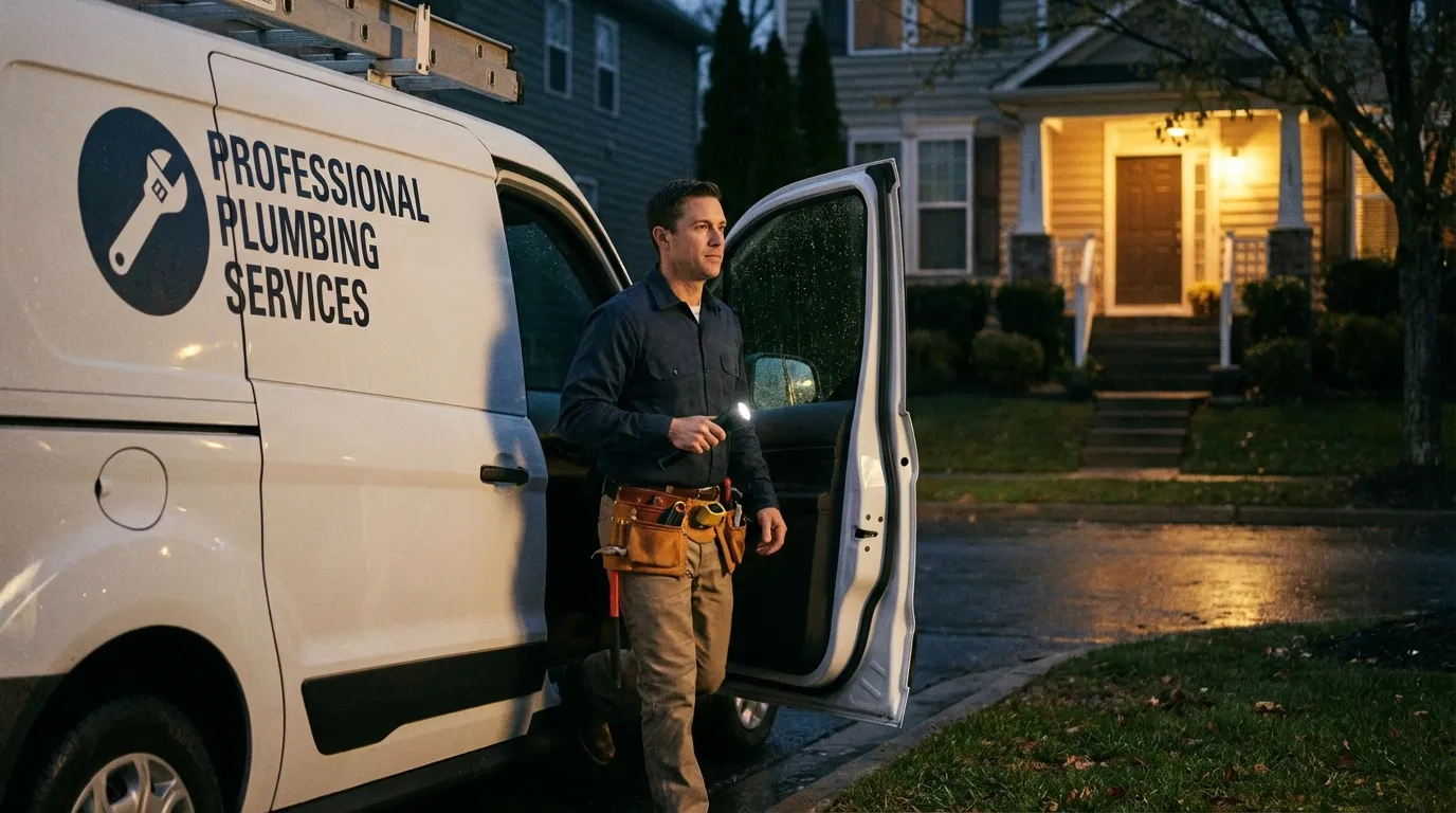 Emergency plumber arriving at residential home