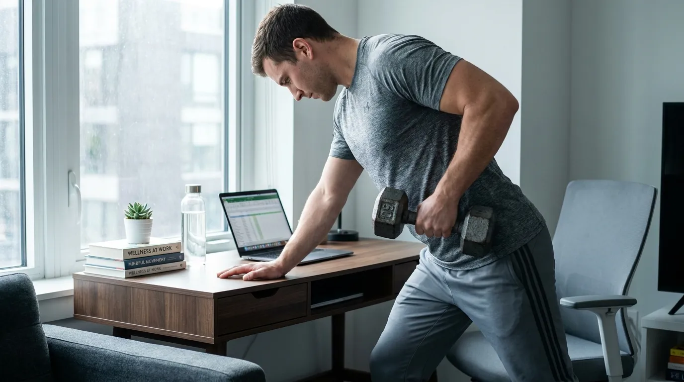 Home office dumbbell row setup