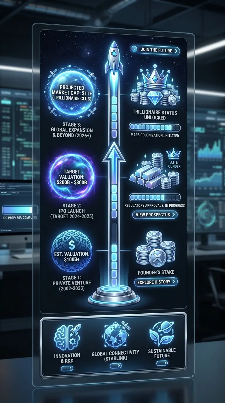 SpaceX IPO valuation timeline infographic