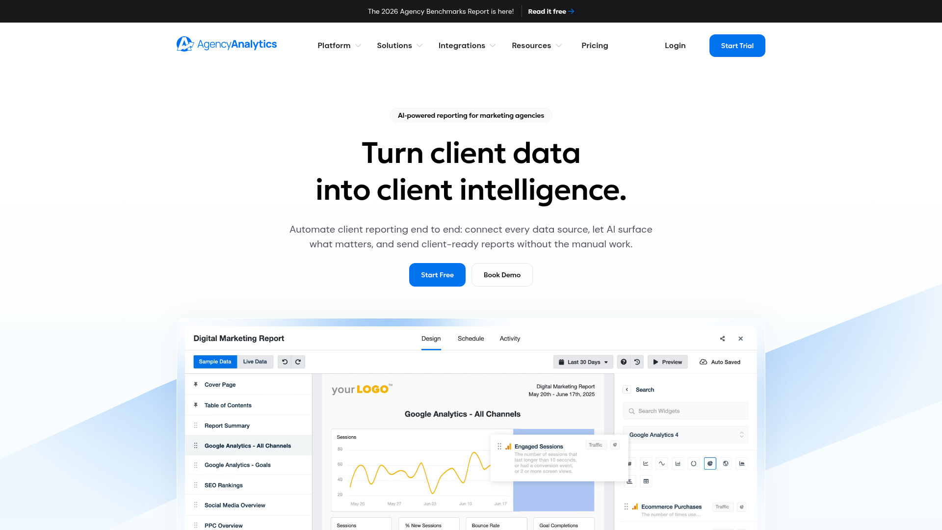 3. AgencyAnalytics Homepage