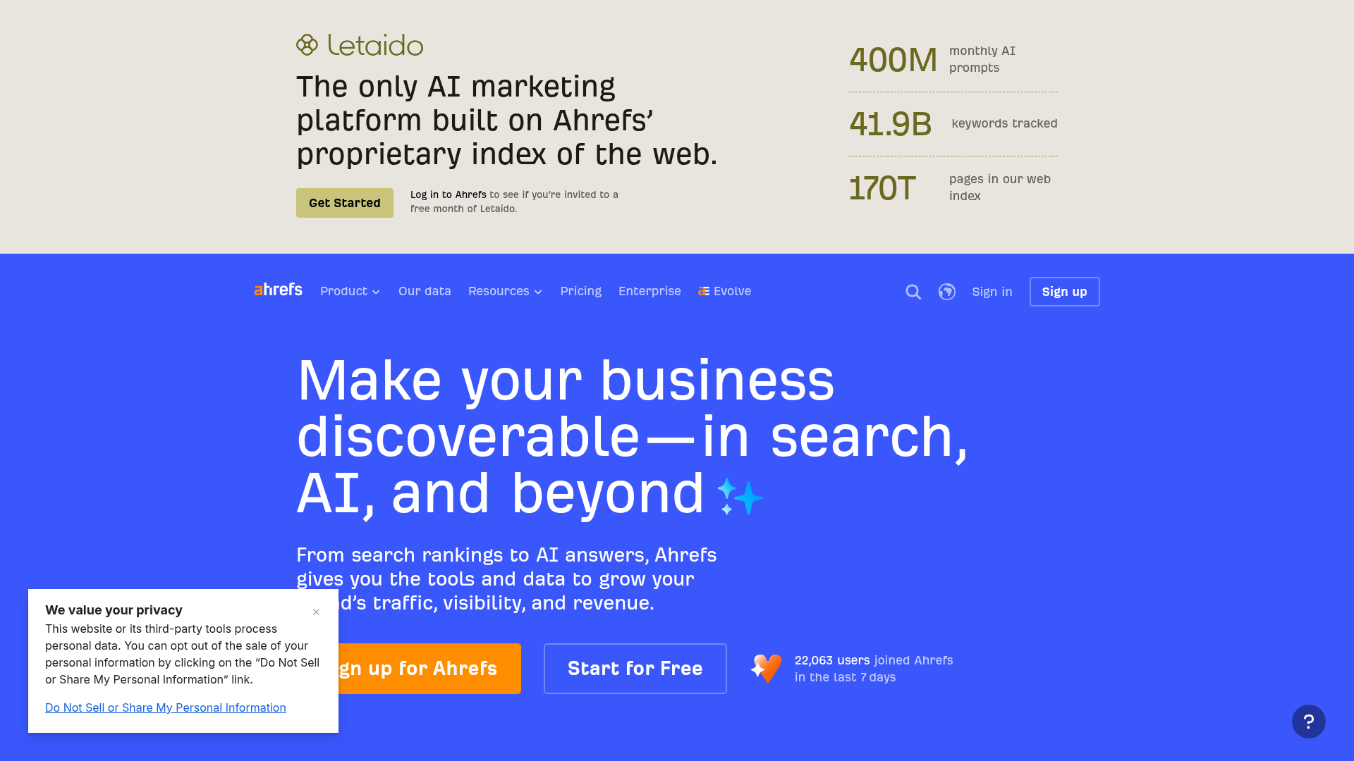 3. Ahrefs Site Audit Homepage