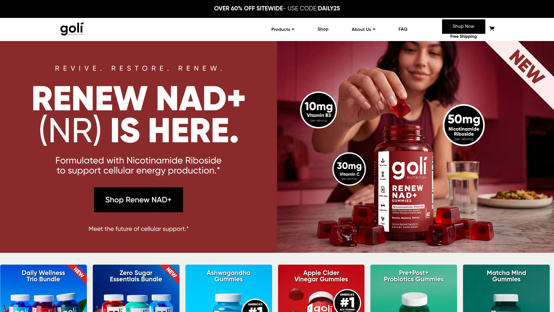 2. Goli Nutrition Homepage