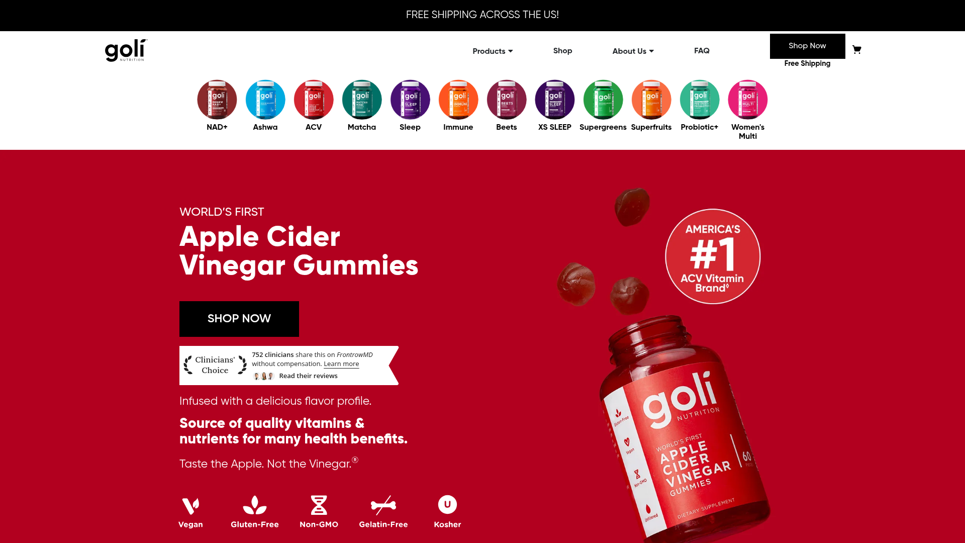2. Goli Nutrition Homepage
