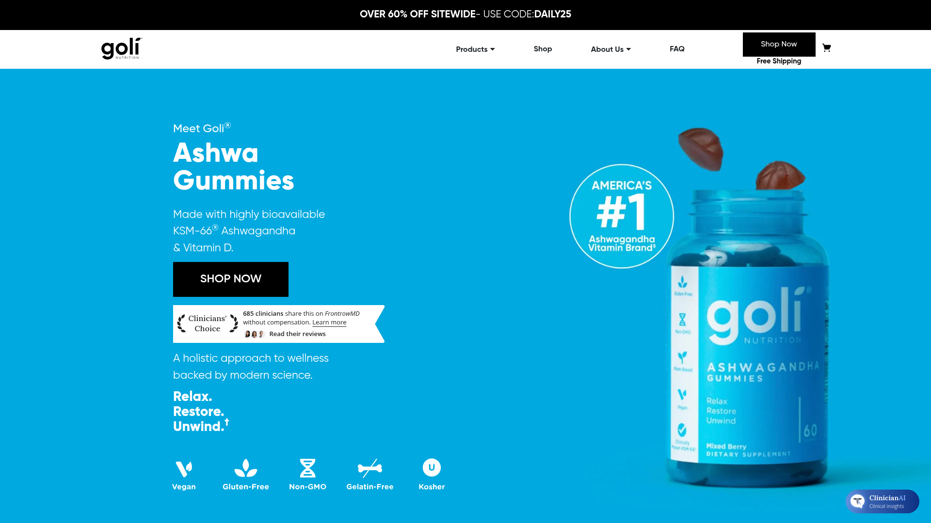 2. Goli Nutrition Homepage