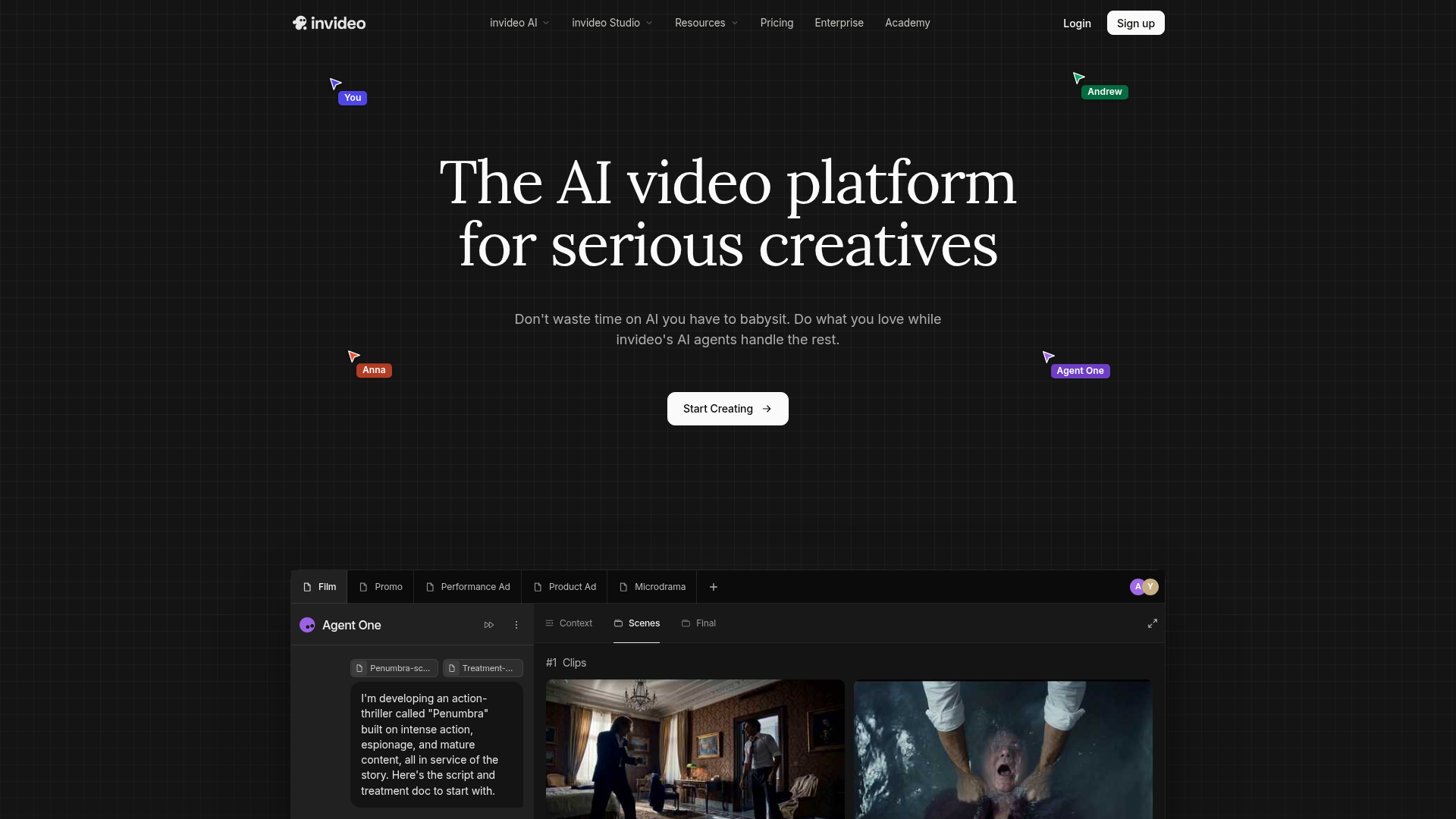 3. InVideo Homepage