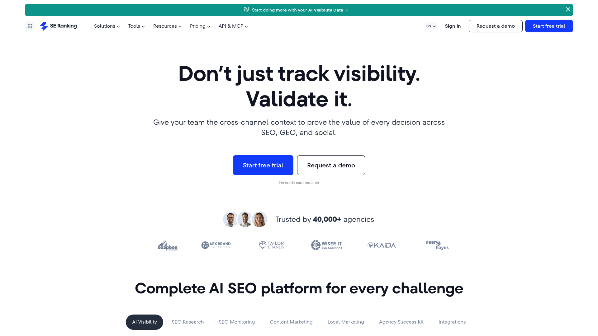 3. SE Ranking Homepage
