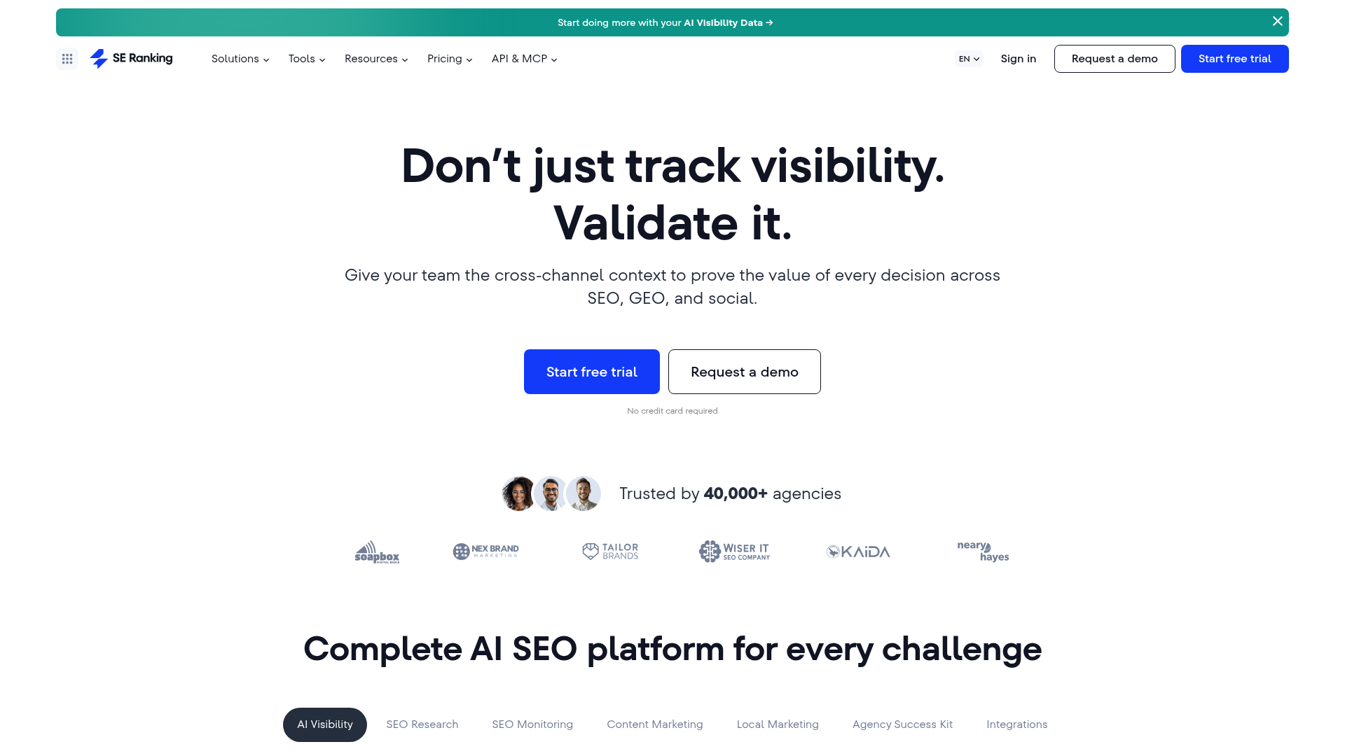 2. SE Ranking Homepage