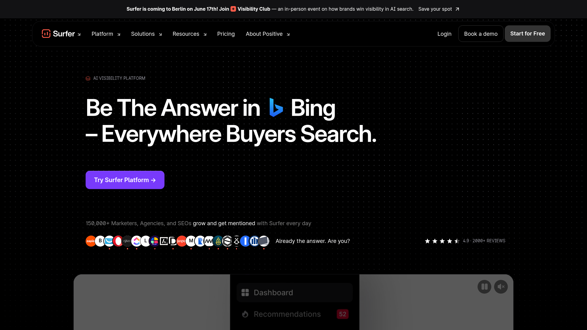 Surfer SEO Homepage