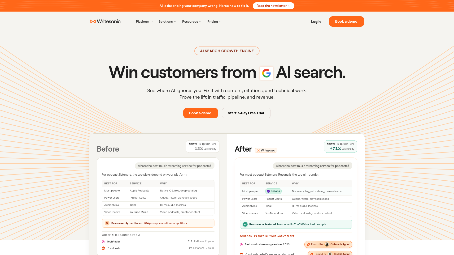 4. Writesonic Homepage