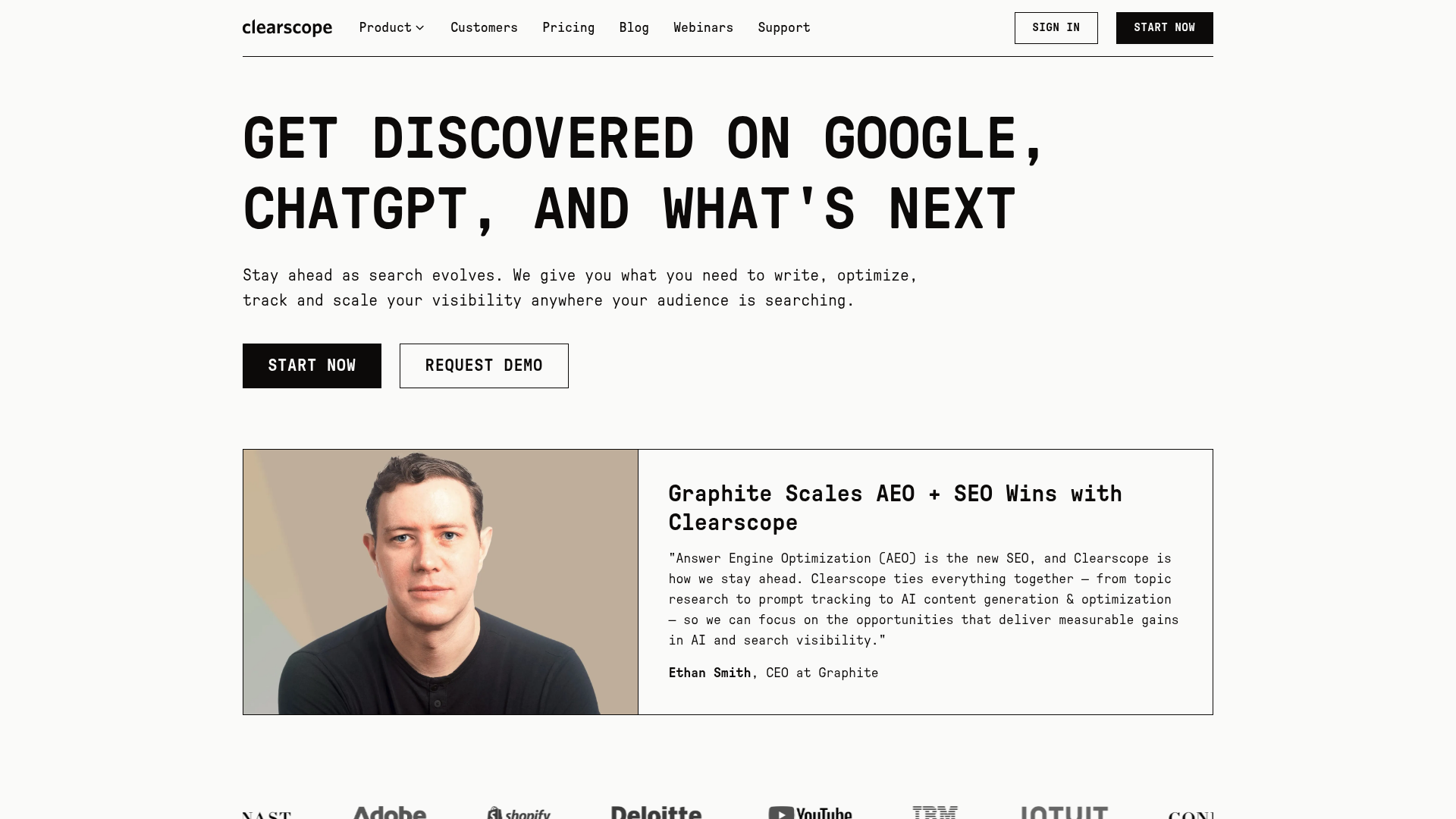 3. Clearscope Homepage