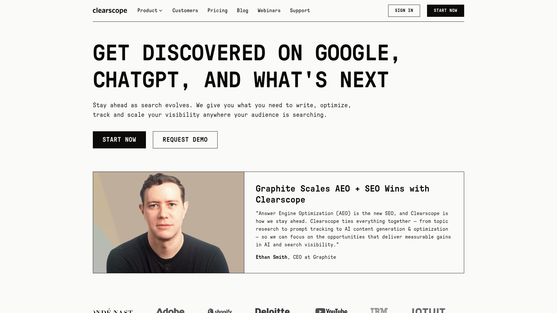 3. Clearscope Homepage