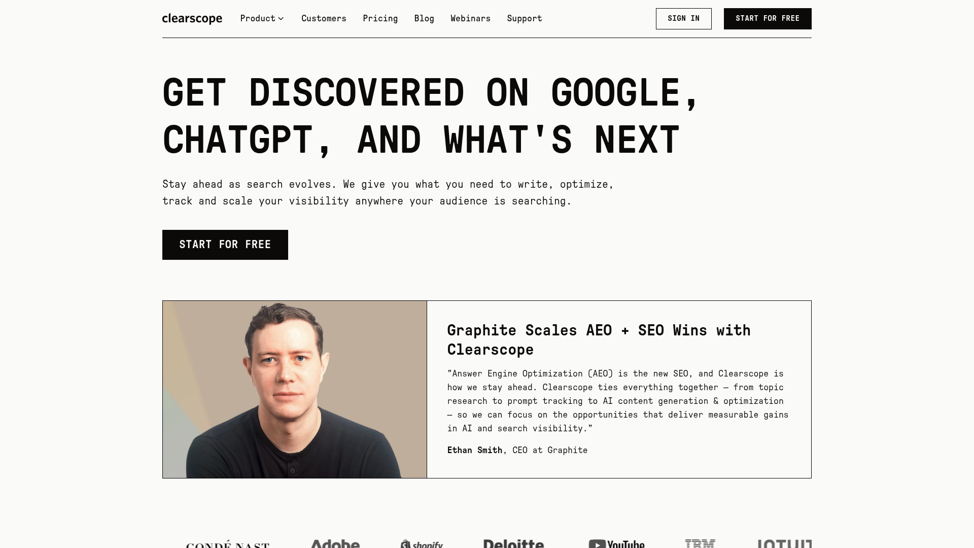3. Clearscope Homepage