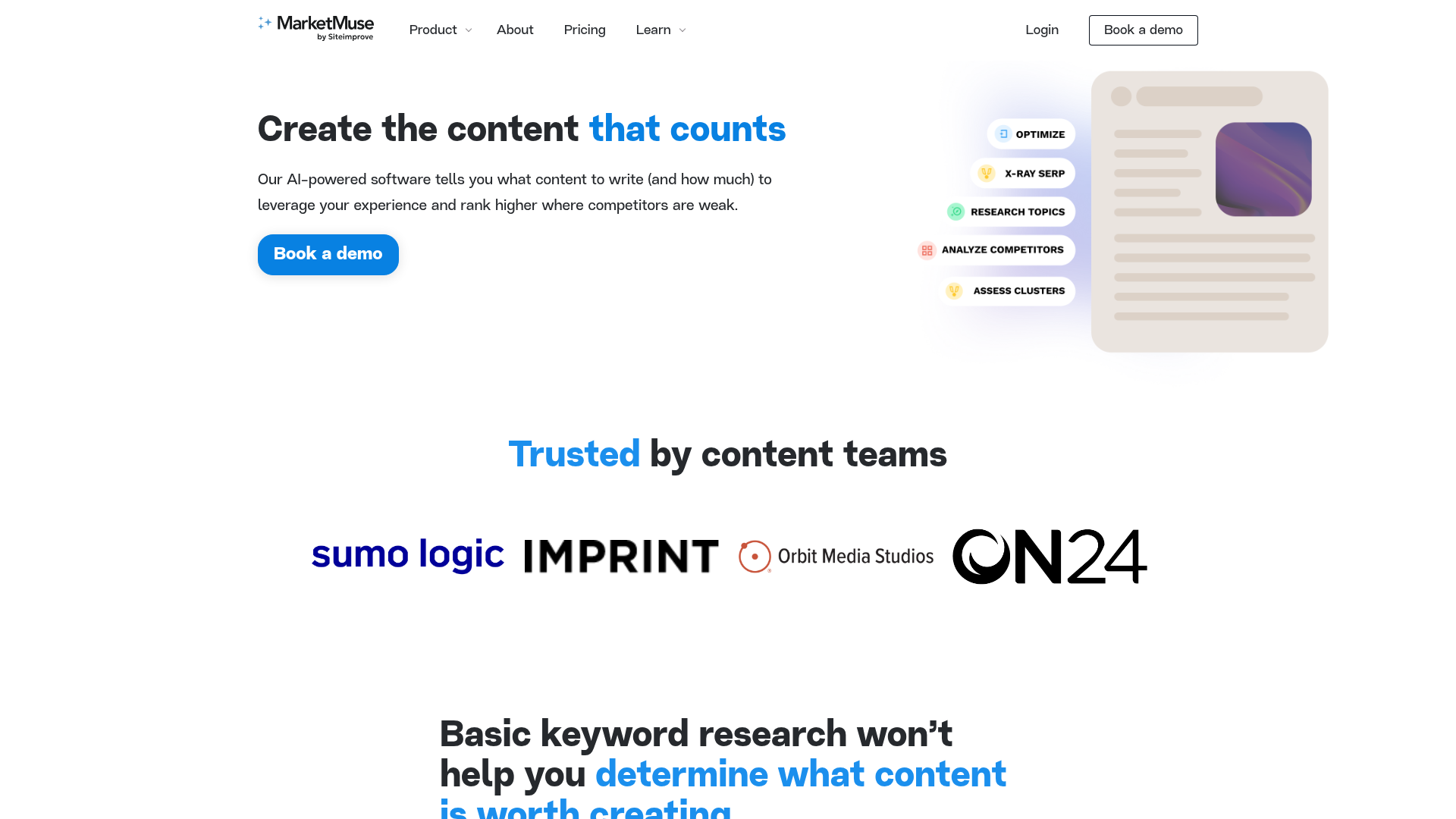 4. MarketMuse Homepage