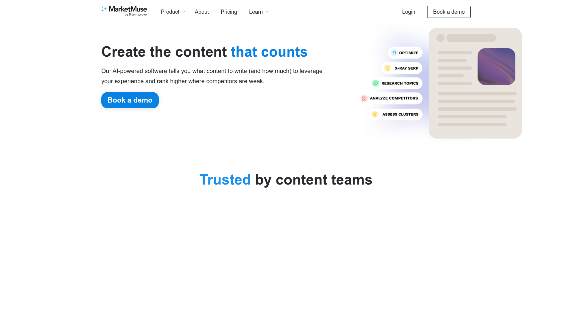 4. MarketMuse Homepage