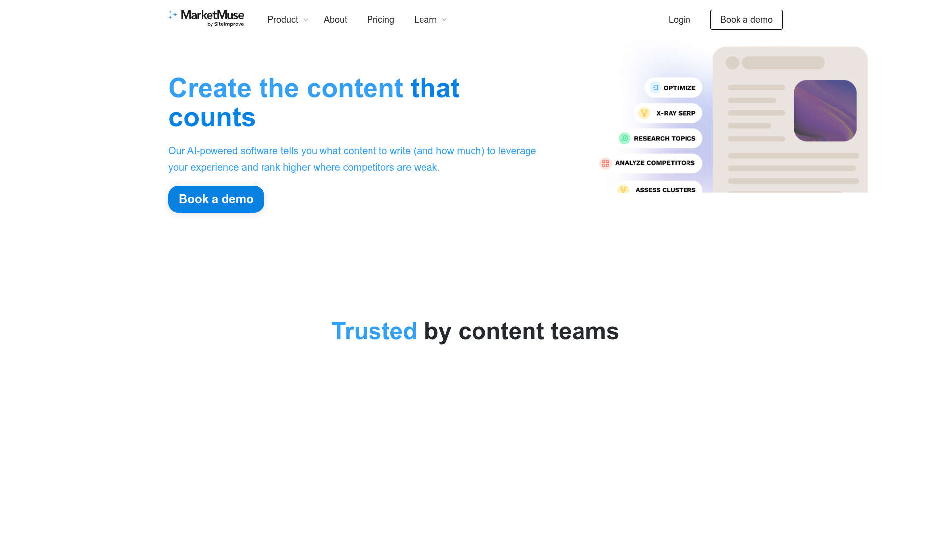 4. MarketMuse Homepage
