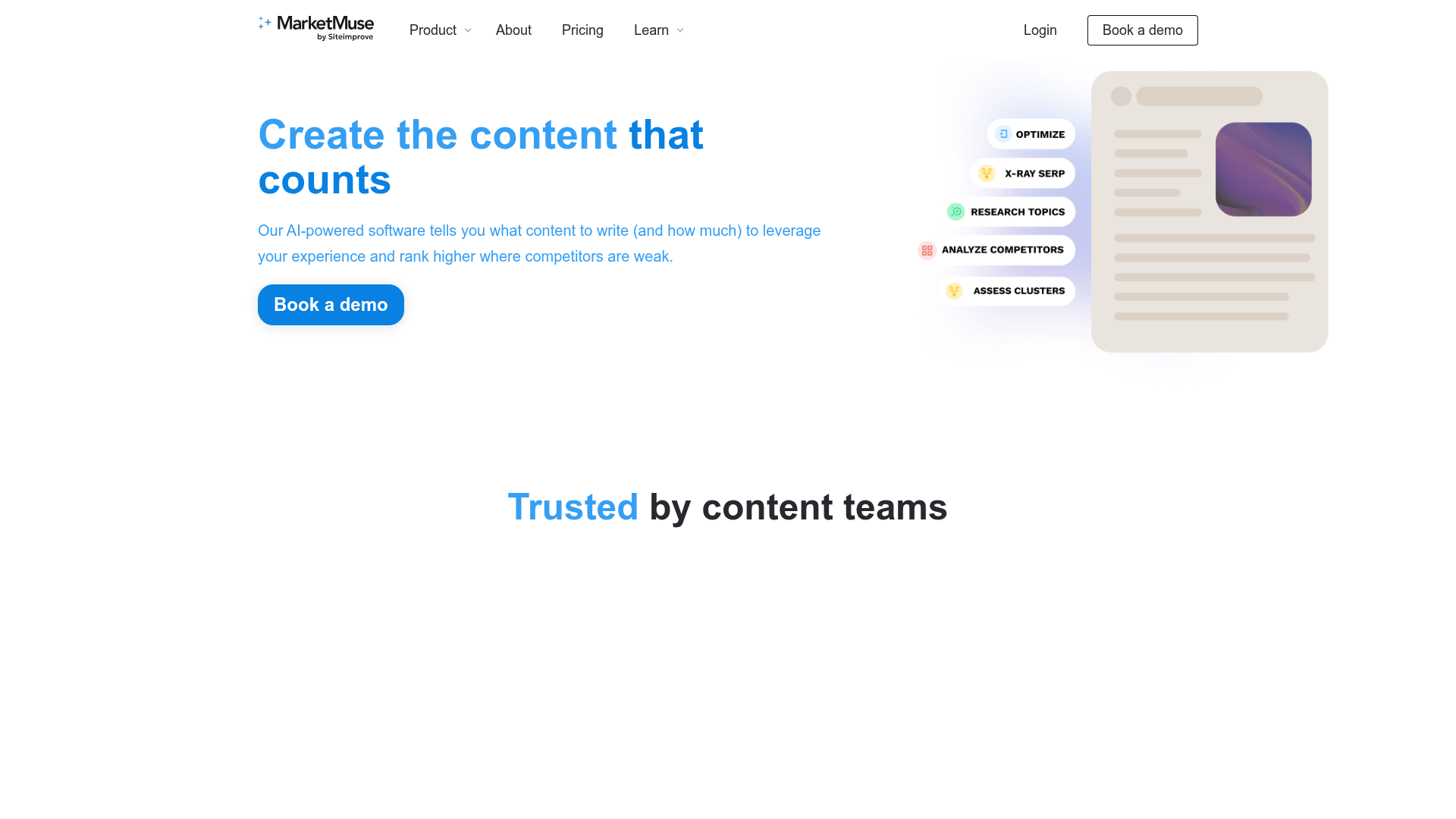 4. MarketMuse Homepage