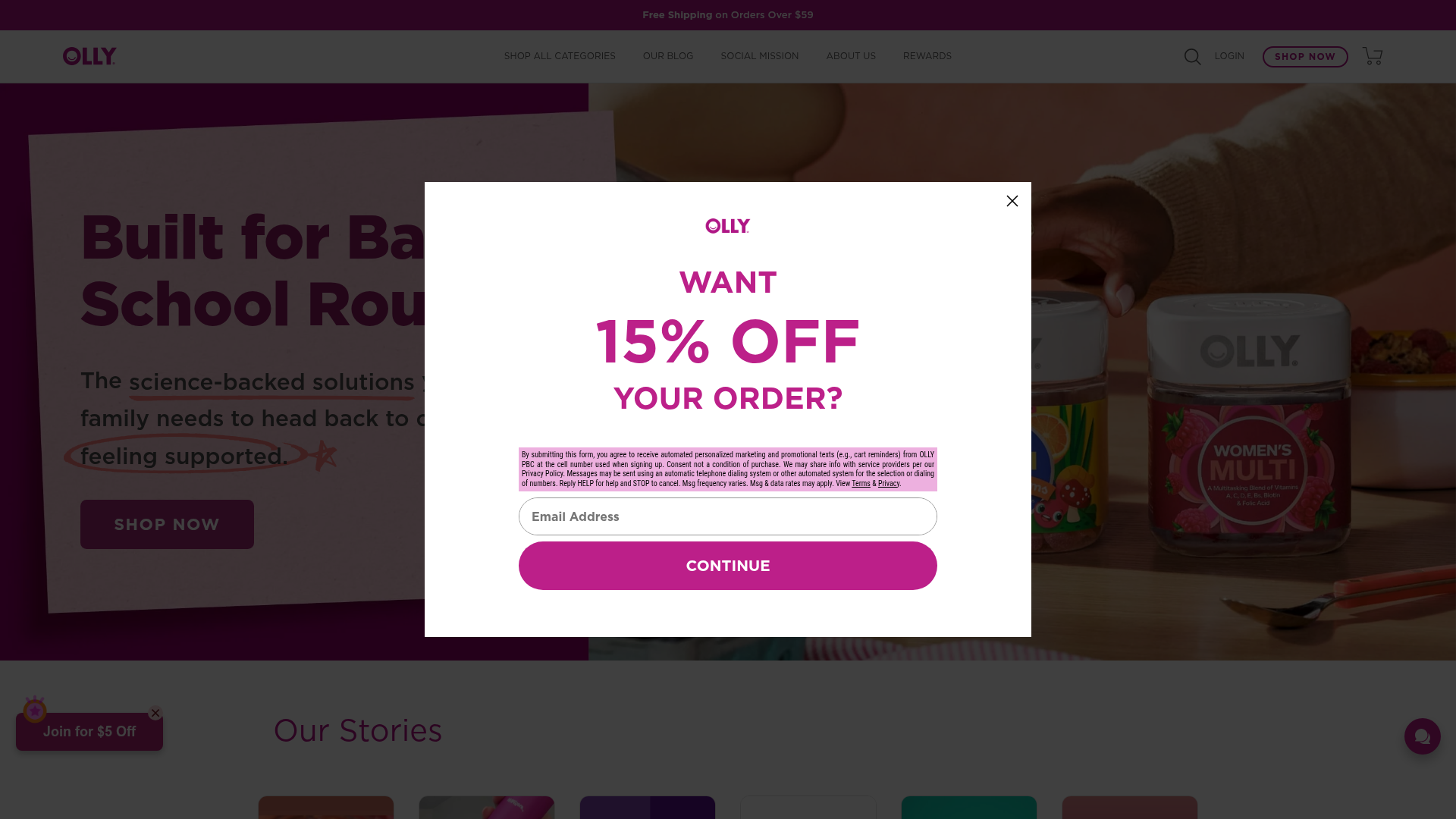 3. OLLY Goodbye Stress Gummies Homepage