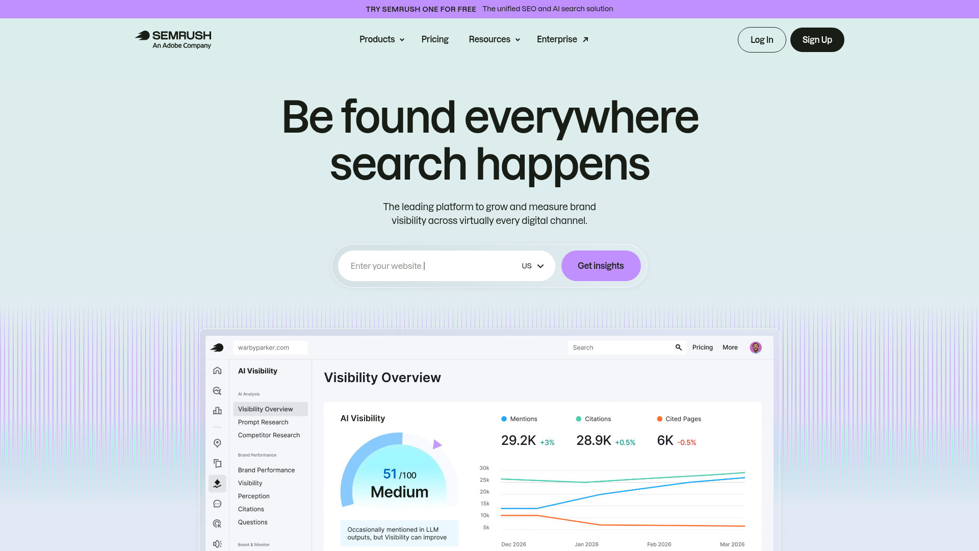 2. Semrush Homepage