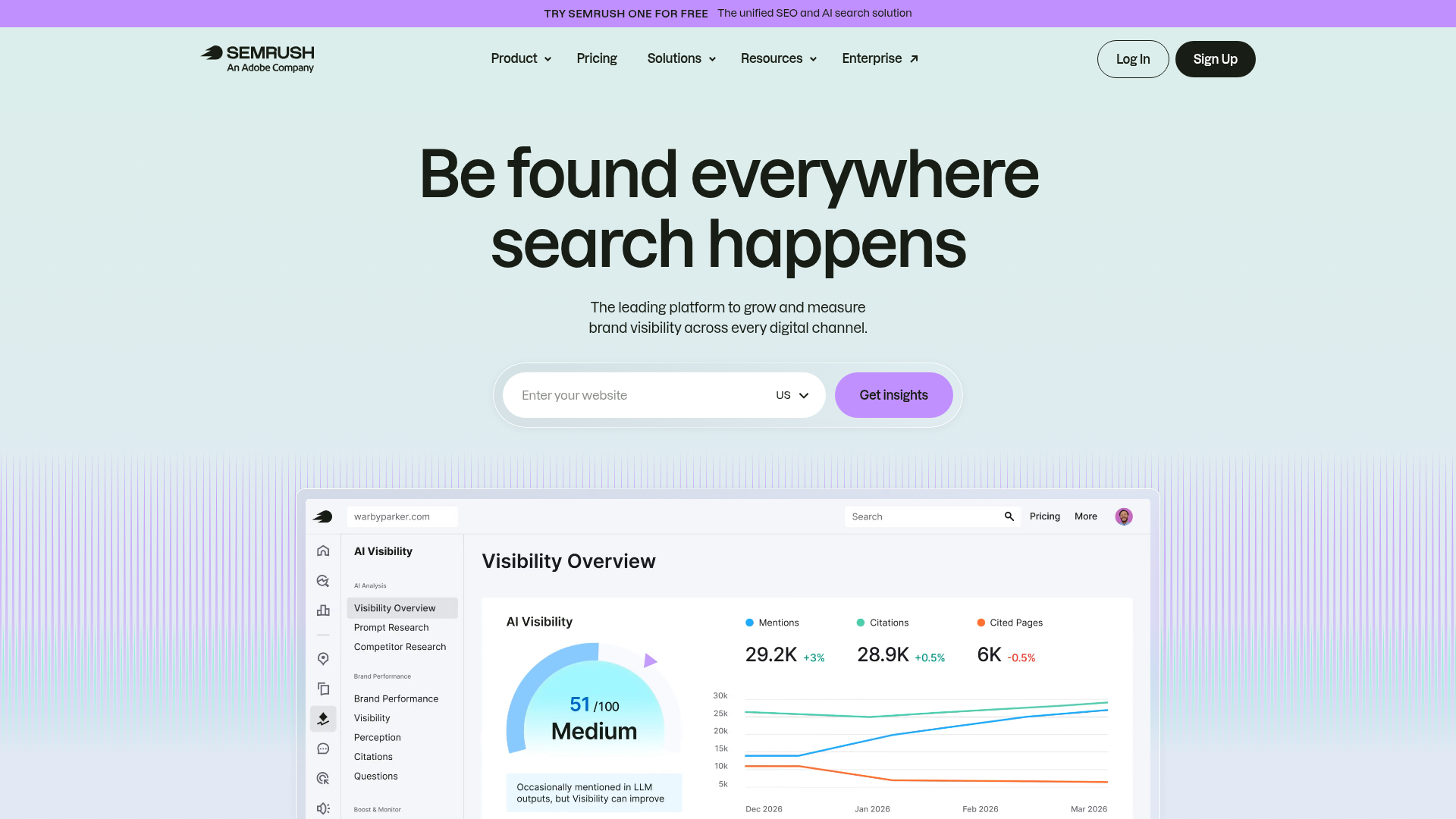 2. Semrush Homepage