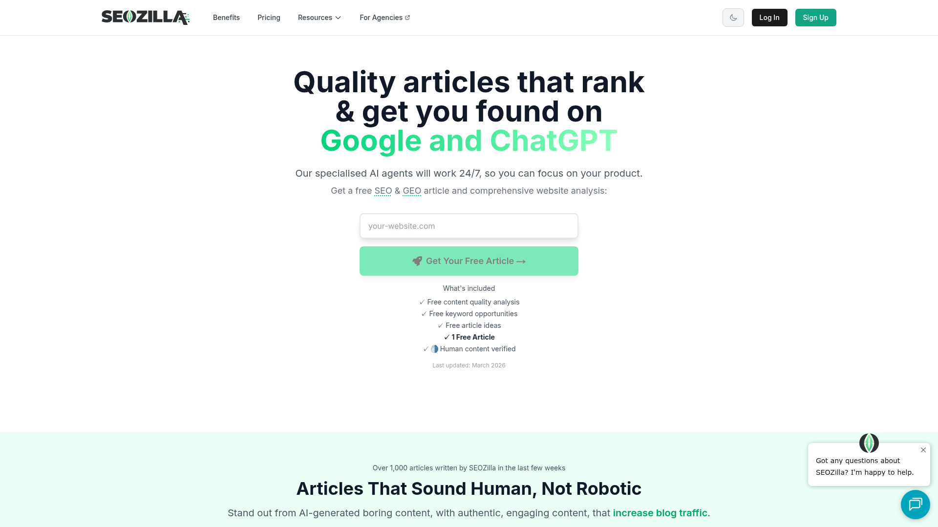 1. Seozilla (Featured Recommendation) Homepage