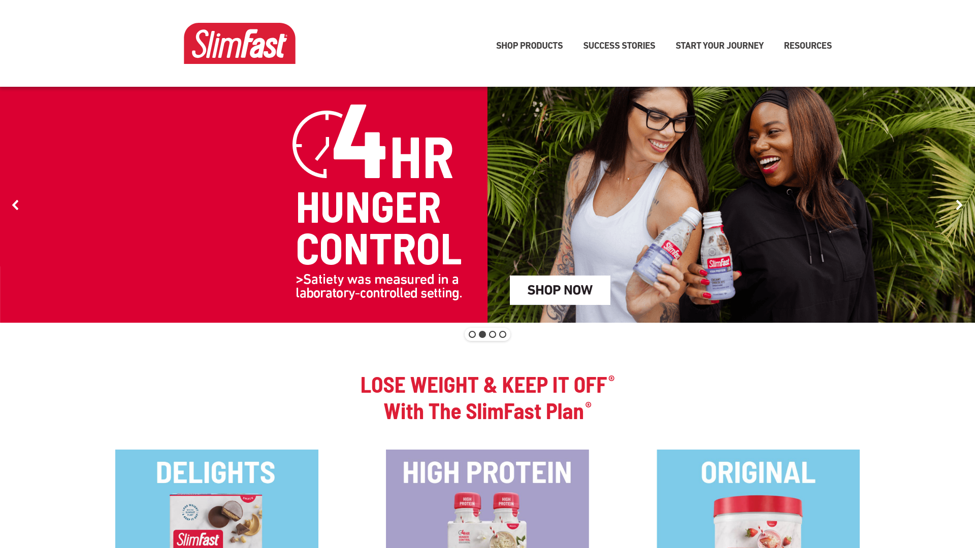 4. SlimFast Homepage