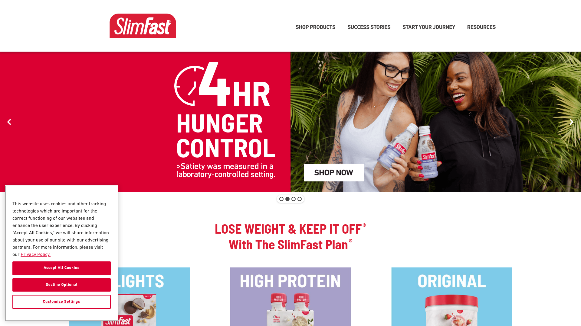 3. SlimFast Homepage