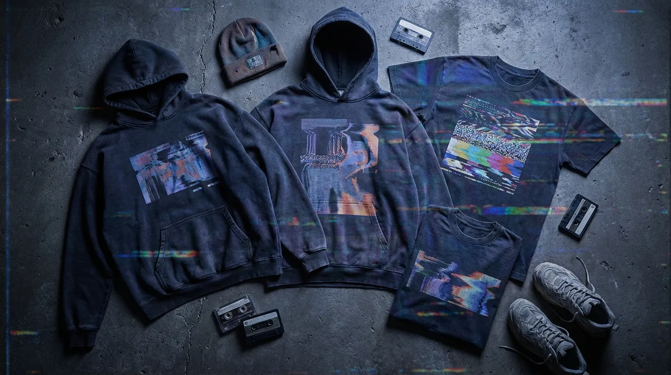 VHS inspired streetwear graphics