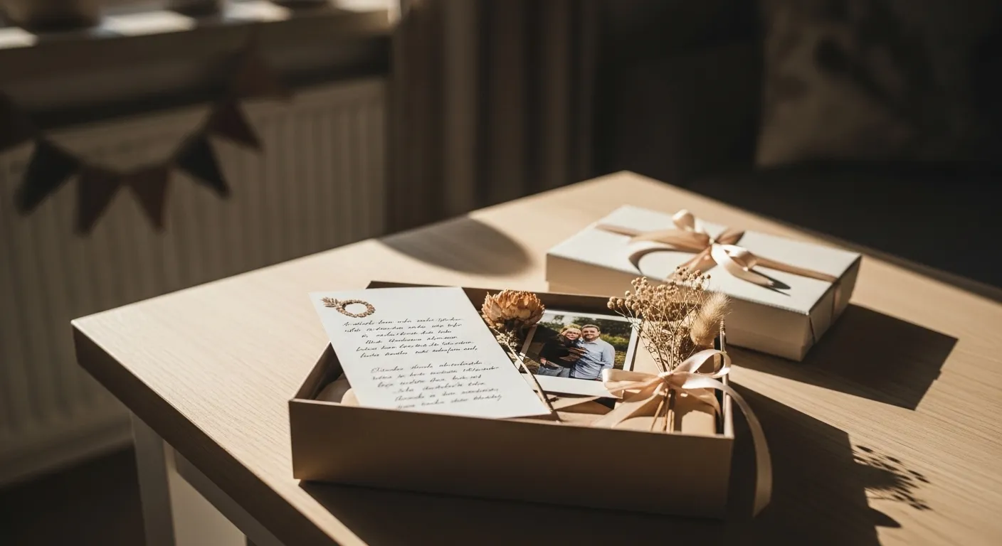 Personalisierte Geschenkbox auf einem Holztisch