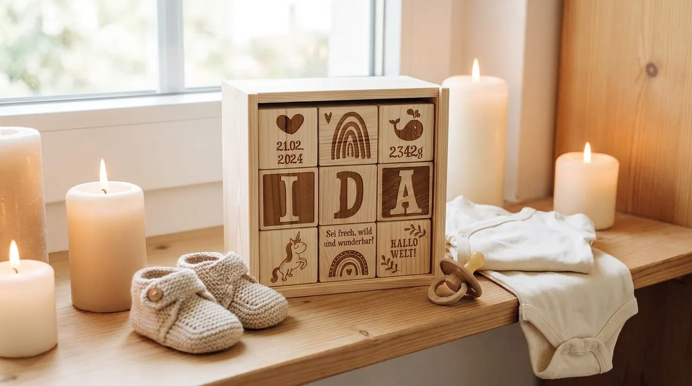 Personalisierte Holzkiste für ein Babyzimmer