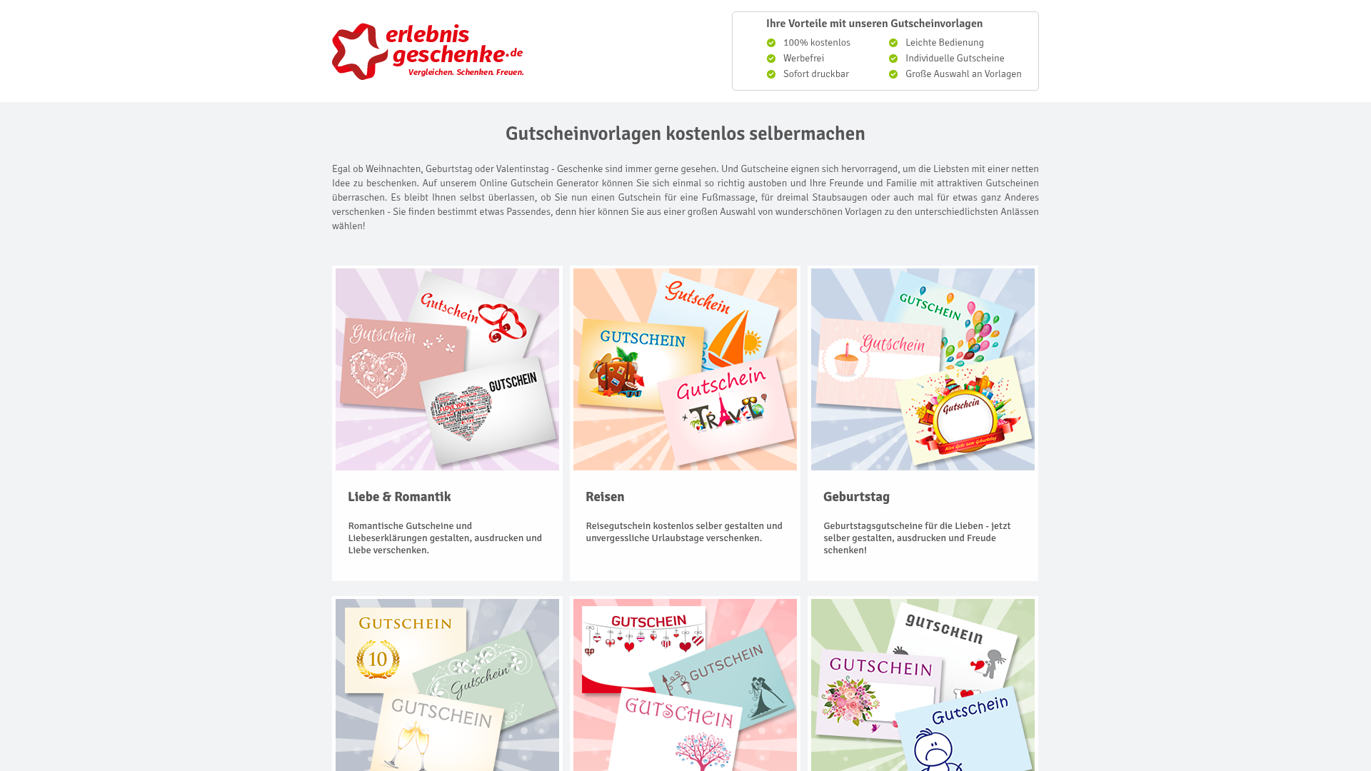 4. Erlebnisgeschenke.de Homepage