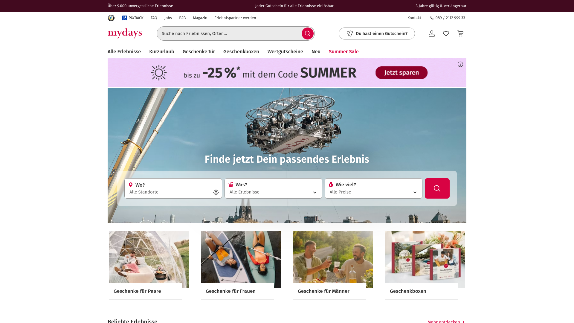 3. mydays Homepage