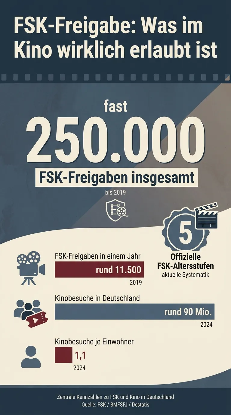 Übersicht der FSK-Stufen und Kino-Zeitgrenzen für Minderjährige