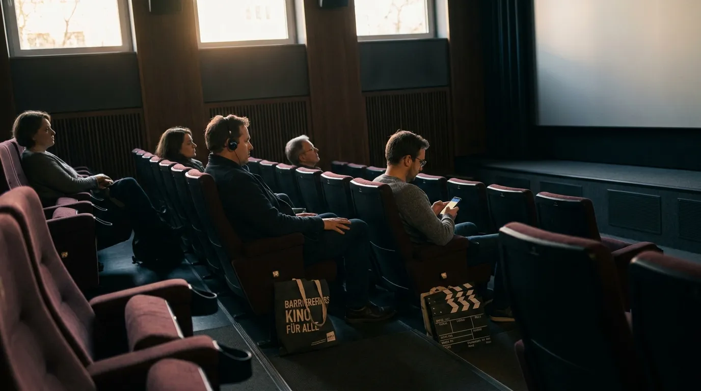 Besucher nutzen barrierefreie Technik im Kino