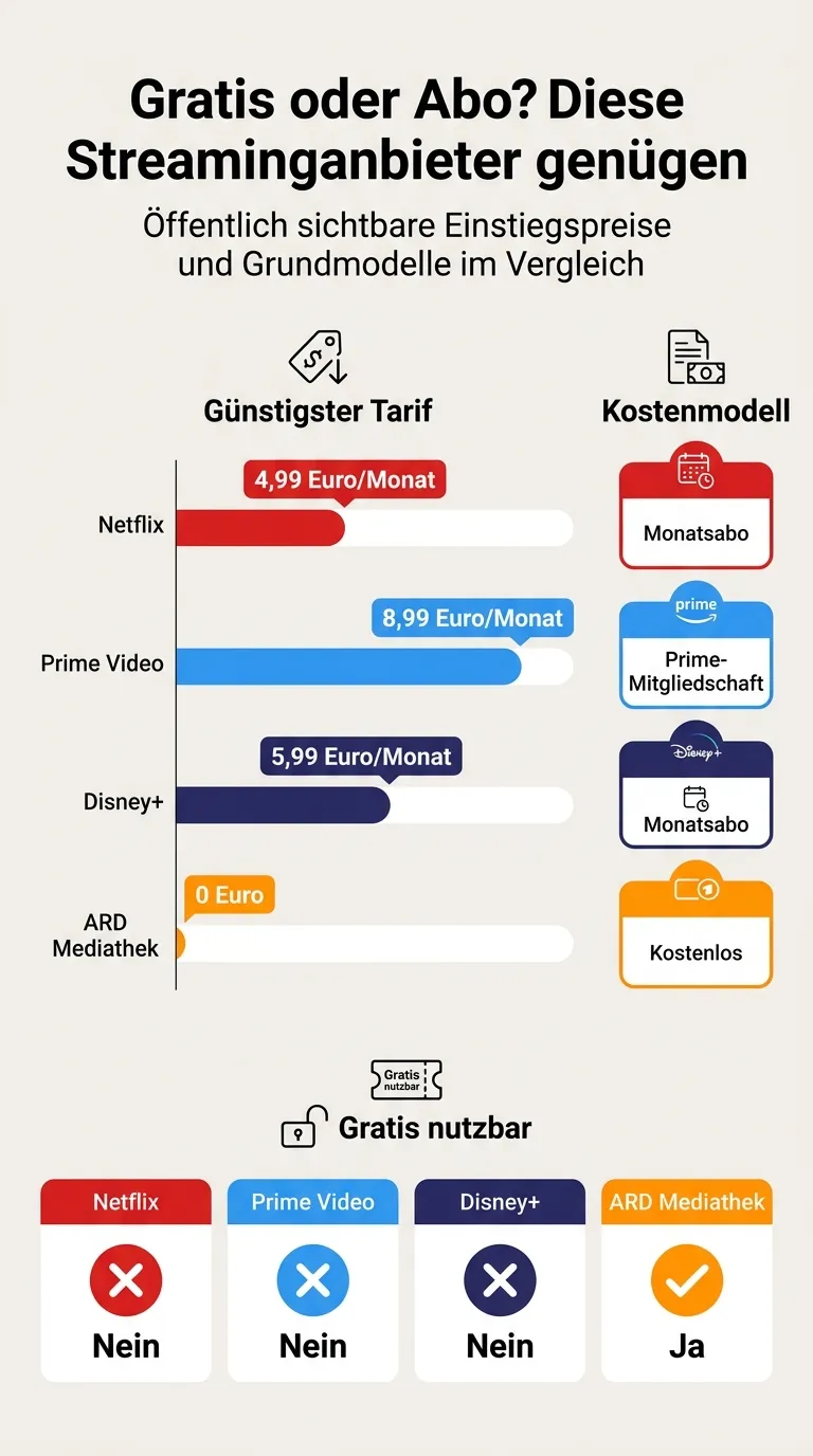 Preis- und Nutzungslogik bei Streaminganbietern als Infografik
