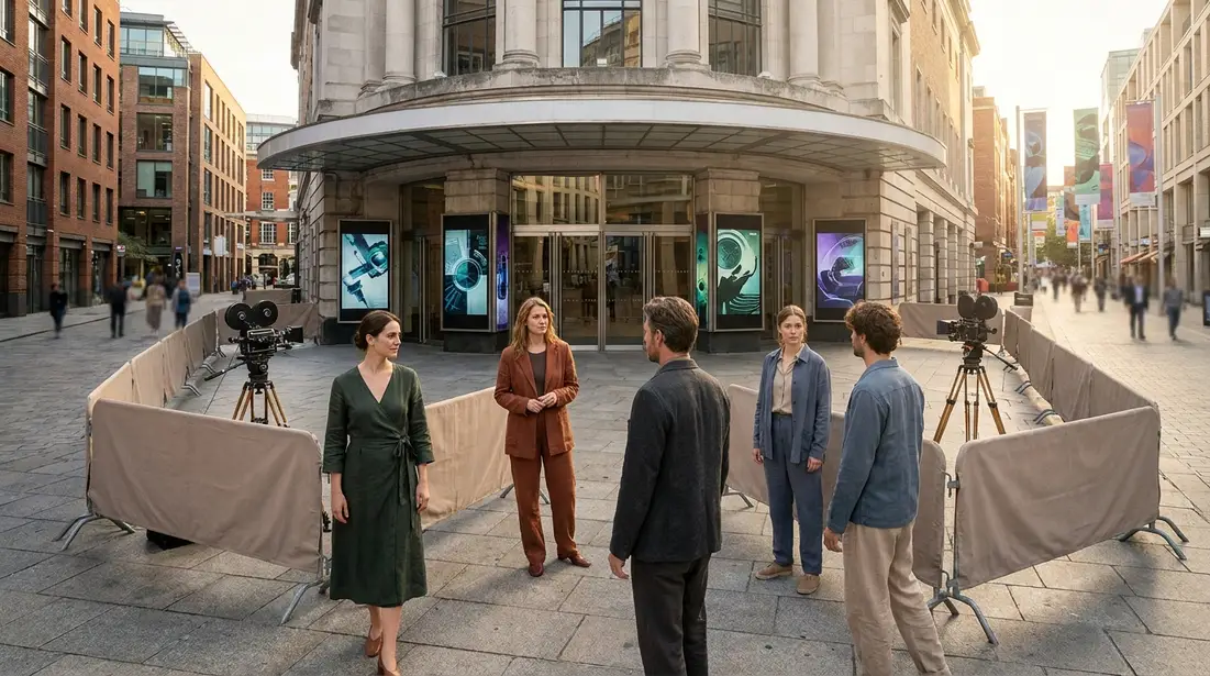 Publikum vor einem Kino bei einem internationalen Filmfestival
