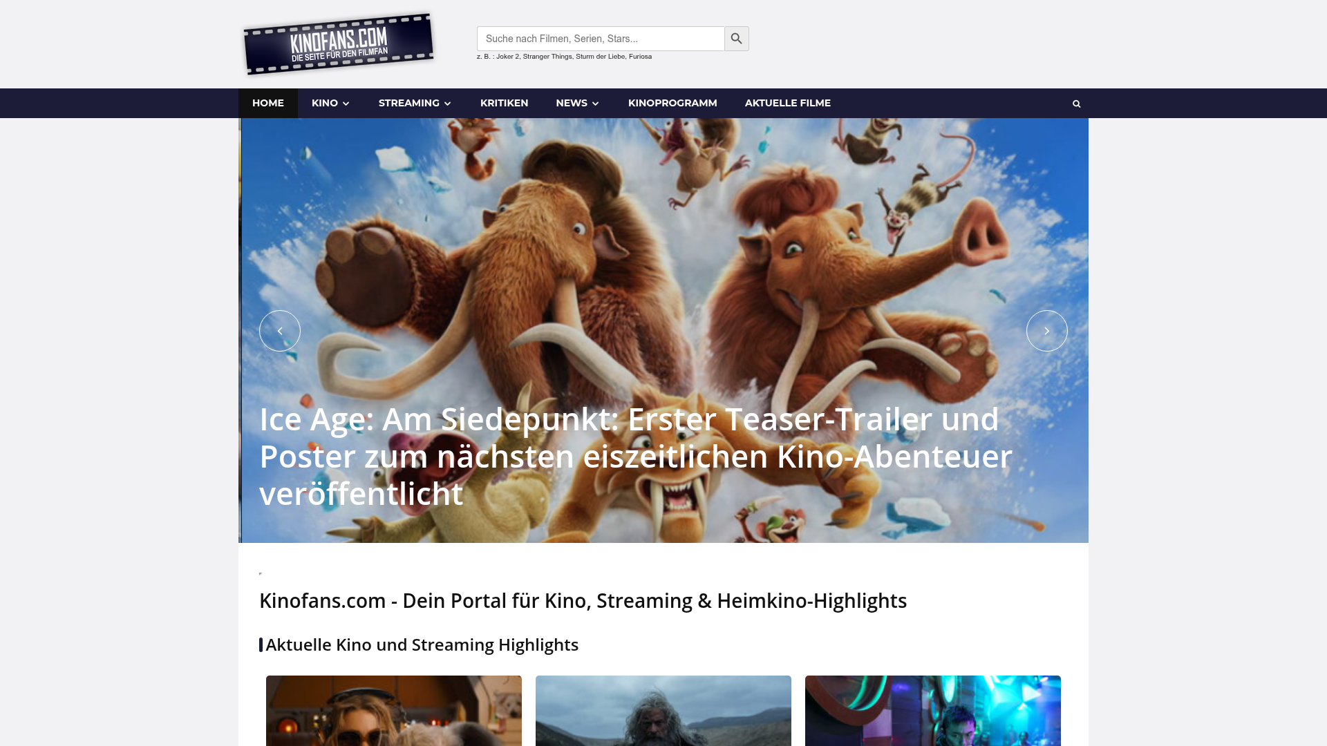 1. Kinofans Homepage