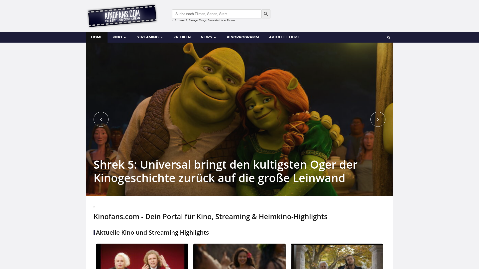 1. Kinofans Homepage