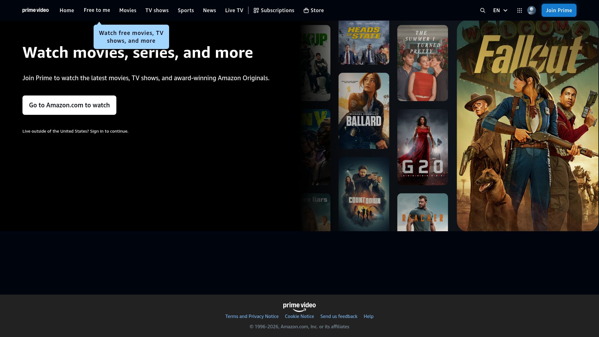 Amazon Prime Video Homepage