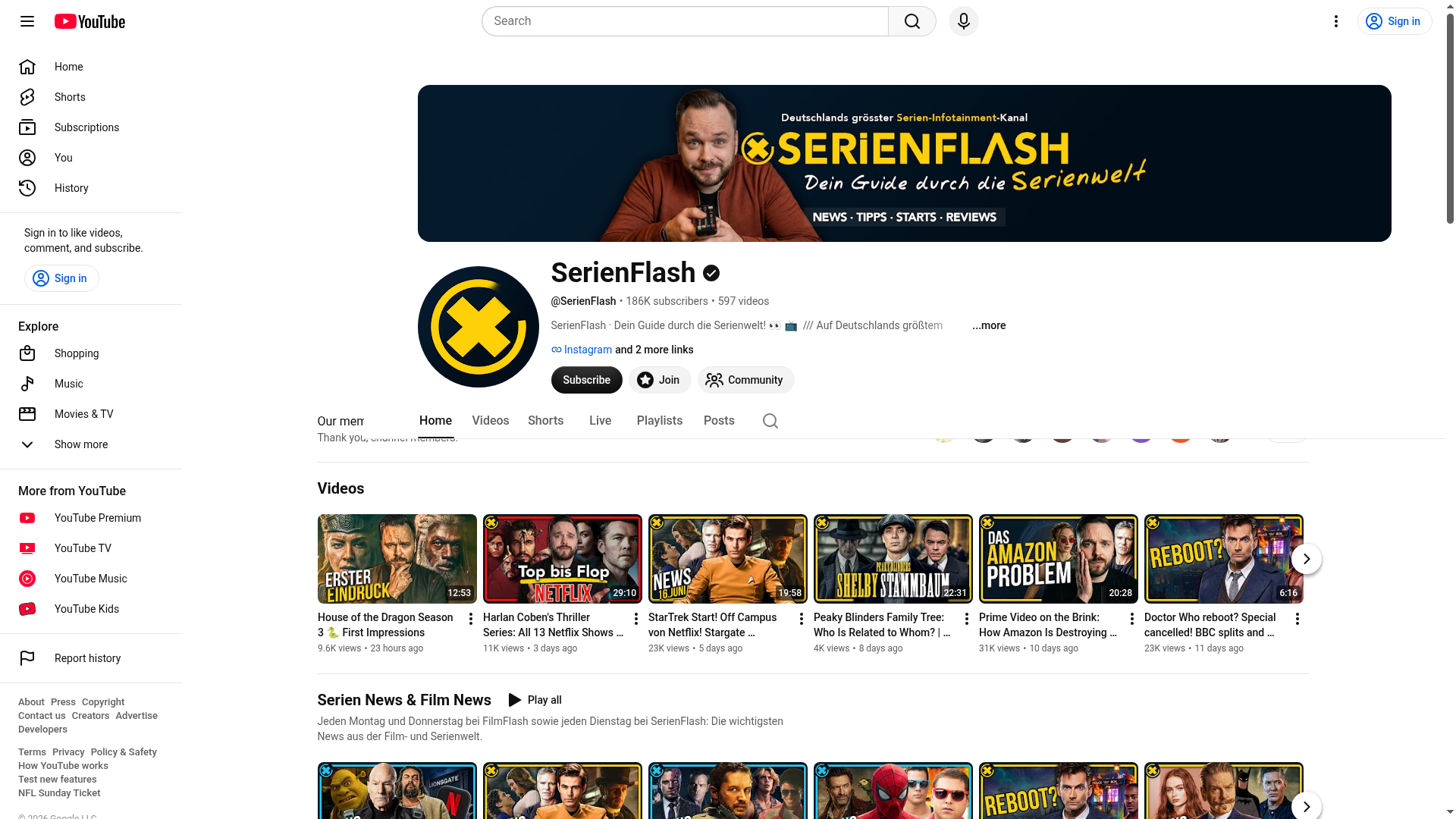 3. SerienFlash Homepage