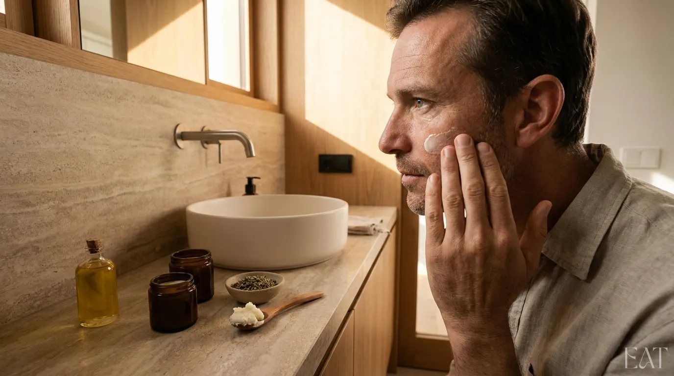 Minimalistische Männerpflege im Badezimmer