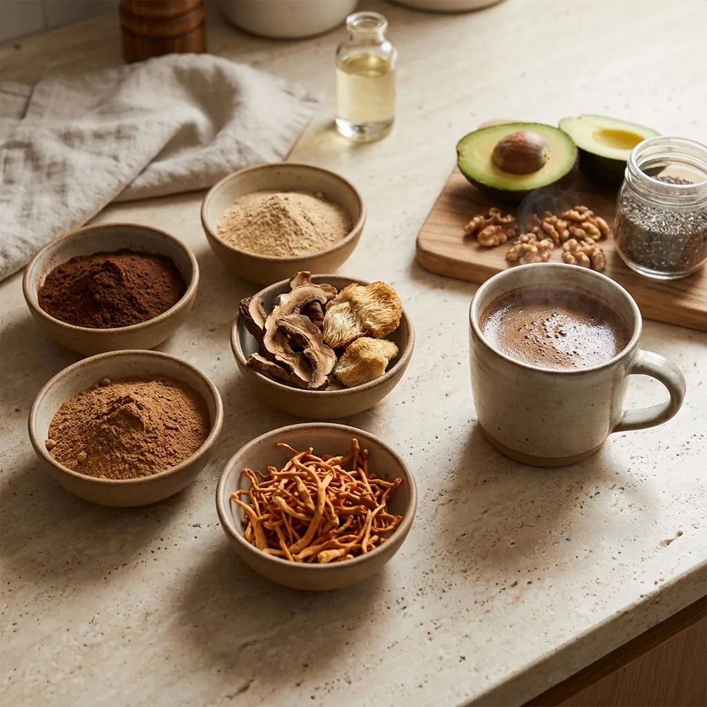 Vergleich von Vitalpilzen für Darm, Fokus und Stress