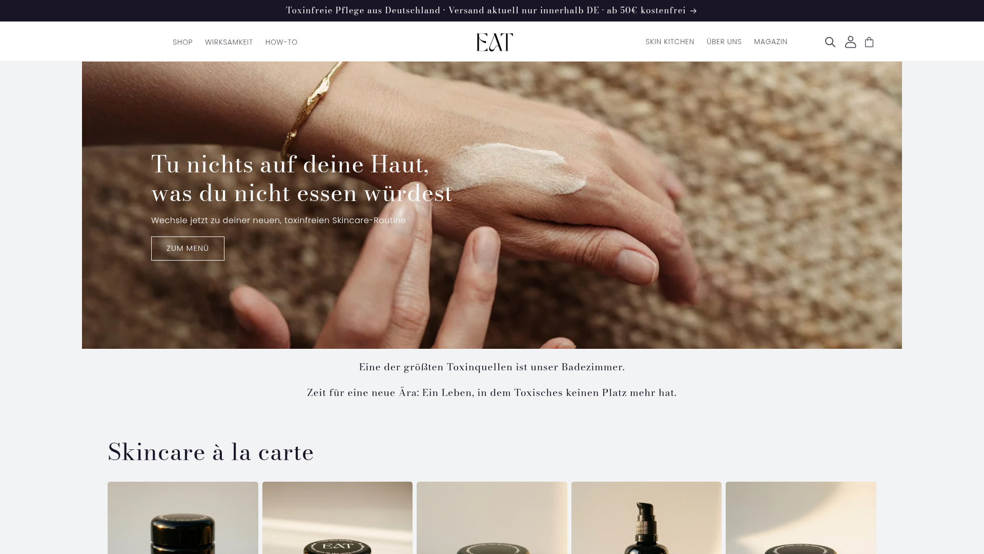 1. Eat Skincare Homepage