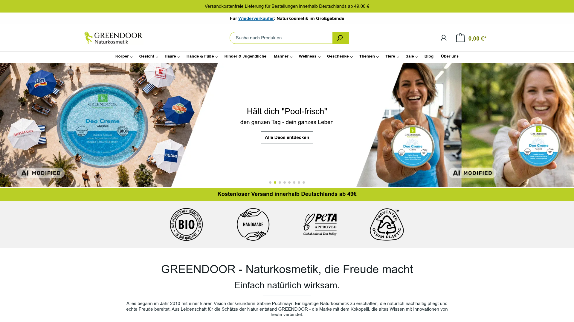 2. Greendoor Naturkosmetik Homepage