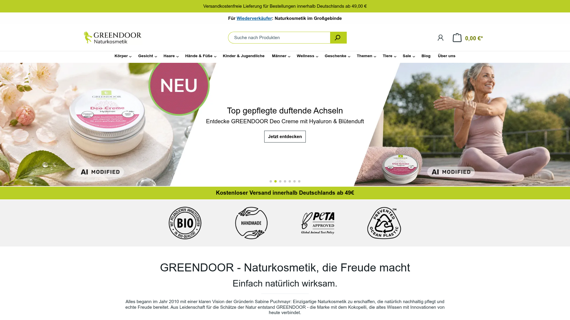 4. Greendoor Naturkosmetik Homepage