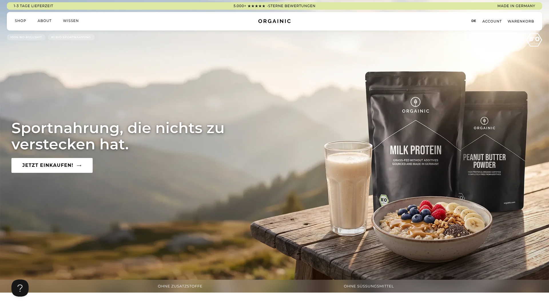 3. ORGAINIC Homepage